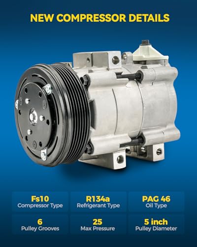 Image of PHILTOP Air Conditioner AC Compressor for Ford F150 2002-2003 4.6L /5.4L,F250 /F350 Super Duty 2002-2006 6.8L, 2002-2007 5.4L,F53 Motorhome Chassis 2002-2004,2006,F450 /F550 Super Duty 2002-2005 6.8L