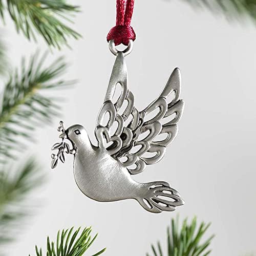 vizoe Solid Pewter Christmas Tree Ornament Hanging Metal Christmas Decorations Holiday Ornaments Hanging Pendants Decoration for Home Party Xmas Tree Décor (Dove)