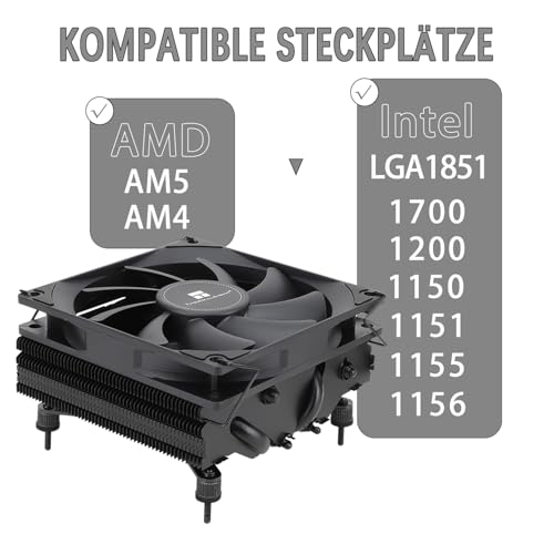 Refroidisseur de cpu thermalright axp90 x47 noir bas profil pour eviter la surchauffe pc itx - 4