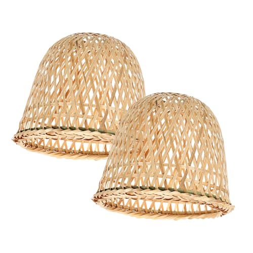 Angoily 2 Piezas Pantalla De Bambú Lámpara De Pie Pantalla Kiosko Borla Lámpara De Mesa Lámparas Colgantes De Mimbre Para Exteriores Botín Verter Solar Ligero Tejido De Bambú Khaki
