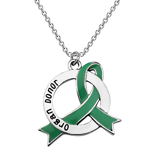 CENWA Organ Donors Green Ribbon Charm Necklace Organ Donor Gift Organ Donation Awareness Kidney Donor Thank You Gift