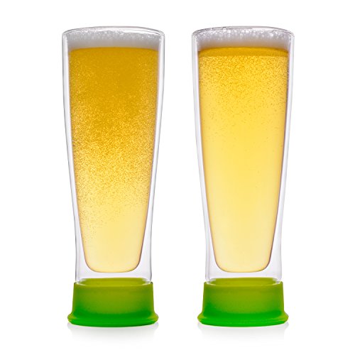 Eparé Insulated Beer Drinking Glasses (13 oz, 390 ml) – Double Wall Tumbler Glass Mug – Cup for Pilsner, Craft IPA, Juice, or Water – 2 Glasses