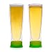 Eparé 13 oz Insulated Beer Drinking Glasses (Set of 2) - Strong Double Wall Borosilicate Glass Mug Pilsner Style Cup with Bottom Drink Markers