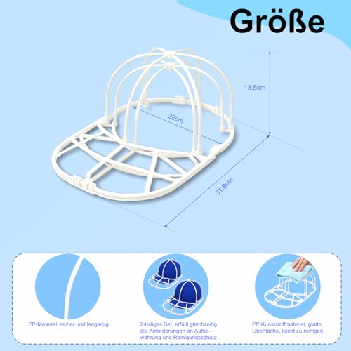 AUTOOOO 2 Stück Cap Waschmaschinen Form, Baseballmütze Waschgestell Cap Washer für Baseballmützen Verformungsschutz & Aufbewahrung für Caps Kappen Waschen Aufbewahrung für Erwachsene und Kinder