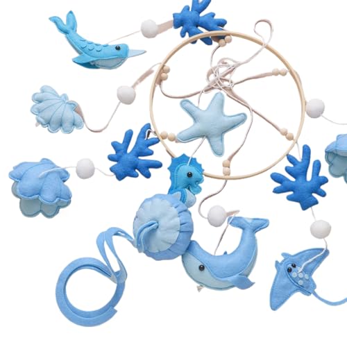 Móvil Para Cuna De Bebé | Móvil Infantil Colgable Tema Marino | Campana Colgante Temática Marina para Padres Primerizos Decoración de Coches Guarderías Niños Niñas Techo Habitación Infantil