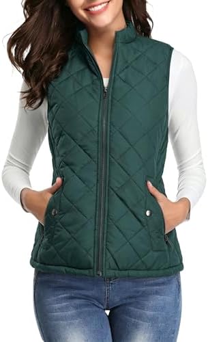 Fuinloth Women's Lightweight Warm Puffer Quilted Vest - 4-Pockets...