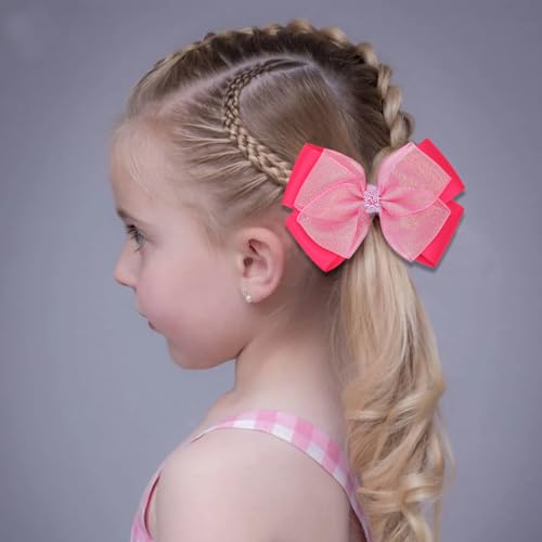 Pinzas para el cabello con moños de organza 4.5 pulgadas, paquete de 2 miniatura 3