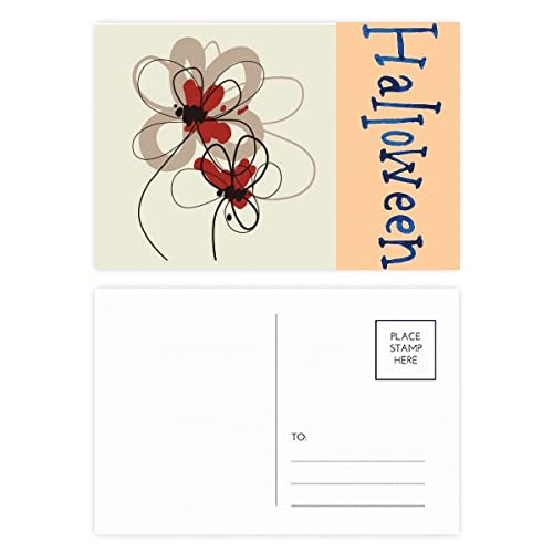 Cartes postales remerciement Halloween motif floral lot de 20 pour vos invités