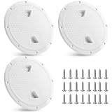 Landical 3 Pack 8 Inch Boat Hatch Circular Non Slip Inspection Hatch Boat Detachable Deck Hatch Cover with 18 Attached Screw Boat Parts for Marine Yacht RV Truck Vent Accessories (White)