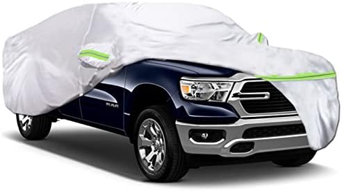 QUYDDC 360° 6 Layers All Weather Car Cover Universal Fit for Pickup Up to 227"-246", Waterproof, Snow Proof, UV Proof, Scratch Proof, Bird Droppings Proof with 6 Reflective Strips, Thicked Car Cover