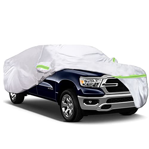Quyddc 360° 6 Layers All Weather Car Cover Universal Fit For Pickup Up To 227"-246", Waterproof, Snow Proof, Uv Proof, Scratch Proof, Bird Droppings Proof With 6 Reflective Strips, Thicked Car Cover #TOP2