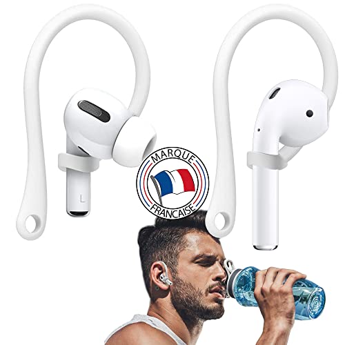 Crochet, Maintient Airpods 1 2 3 et Pro (Apple), Anti-Perte Parfait pour Faire du Sport avec airpods, Couleur Blanche, Silicole renforcé de Haute Performance, Accesoire pour Casque et Écouteurs Cover