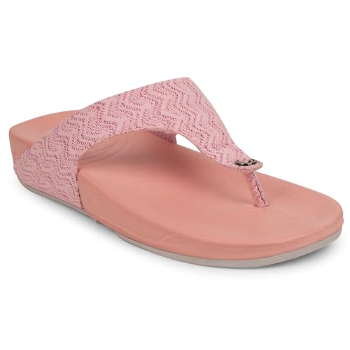 Image of Liberty A-HA Peach & Green Flip-Flops for Women - PU Slip-On