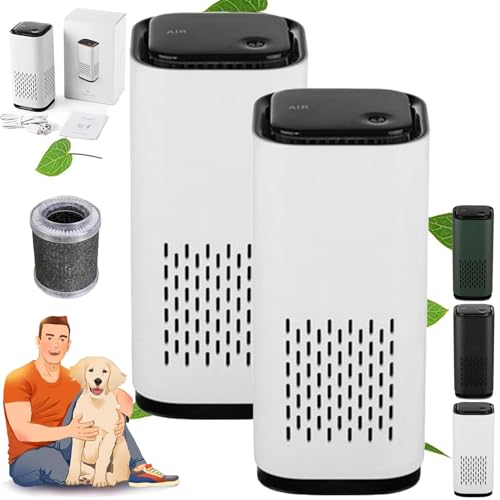 Puppy Mothers Pet Air Purifier, with True HEPA 3-in-1 Filters, Pet Air Purifiers for Home Cat Pee Smell, Covers Up to 990 Ft², Quiet 360° intake Air Cleaner for Dust Smoke Odor Dander (2*White)