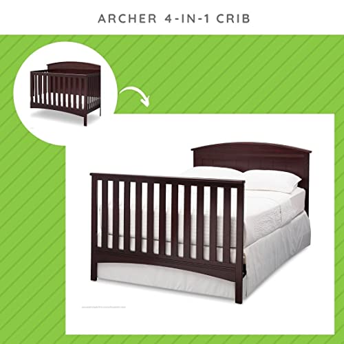 Image of Full-Size Conversion Kit Bed Rails Compatible with Archer Convertible Cribs by Delta Children - Solid Wood Rail #0050 - Toddler & Adult Bed Rail for Full-Size - Baby Furniture (Dark Chocolate - 207)
