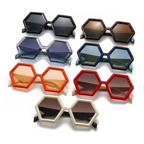 Lunettes de soleil rétro polygonales femmes tendances dégradées