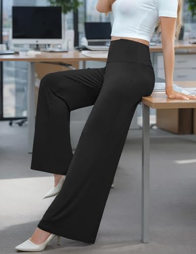 Image of Misakia Women's Stretchy Wide Leg Lounge Pants Casual Comfy High Waist Pants Black L