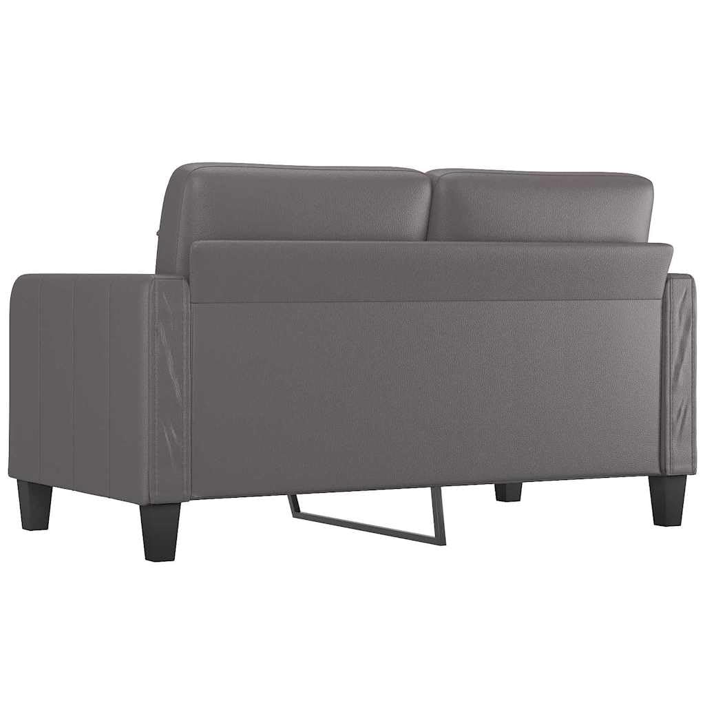 vidaXL Sofa 2 Sitzer, Couch für Wohnzimmer, Polstersofa mit Metallgestell, Loungesofa Zweisitzer Wohnzimmersofa Wohnzimmermöbel, Grau Kunstleder