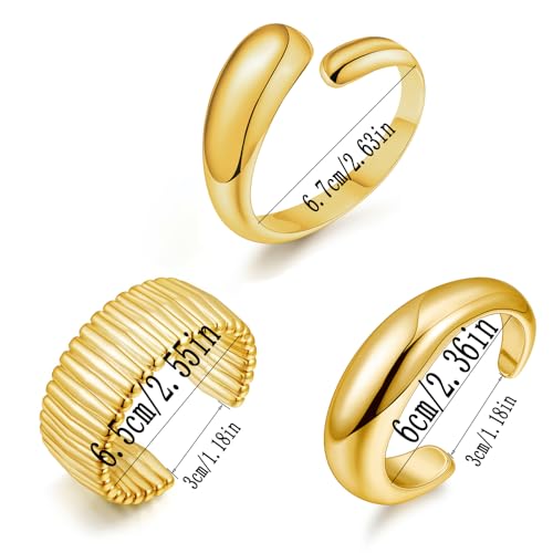 COLOYAN 3PCS Chunky Gold Cuff Bangle Bracelets For Women Teardrop Irregular Bangle Lightweigt Minimalist Open Silver Thick Gold Wrist Cuff Bracelet4