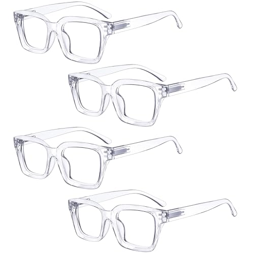 Image of Eyekepper 4 Pack Ladies Reading Glasses - Oversized Square Design Readers for Women Transparent +3.25