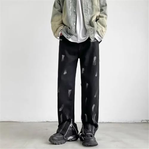 Men Baggy Jeans Pants Ankle Zipper Straight Denim Trousers4