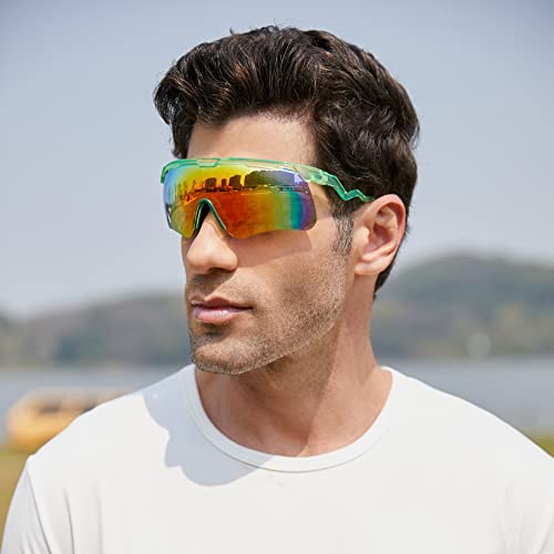 FEISEDY Sunglasses for Men and Women, Polarized Large Retro Rimless Glasses TR90 Frame for Baseball, Cycling, Sports B40733