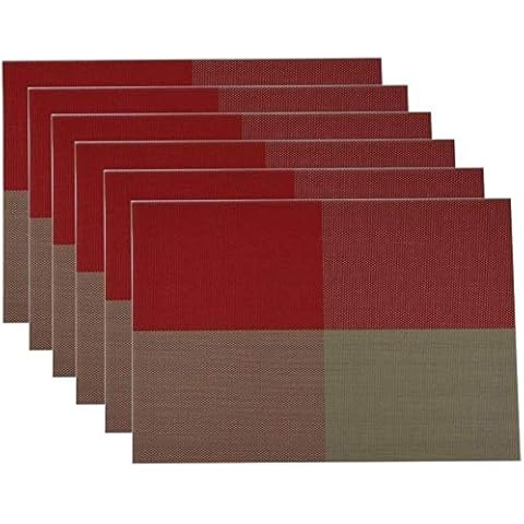 HelpCuisine Placemats set, PVC Mat, Anti-skid Washable Placemats for Dining Table, Grid Design PVC Woven, (45 x 30 cm), 24 Months Warranty! (Set of 6 Pcs, Purple) Cover