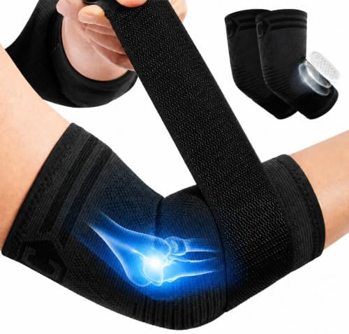 CAMBIVO Tennisarm Bandage 2er Pack, Ellenbogen Bandagen Herren mit Polster | Ellenbogenbandage Damen mit verstellbarem Riemen & Gel-Pads für Golferarm, Sehnenentzündung, Krafttrain