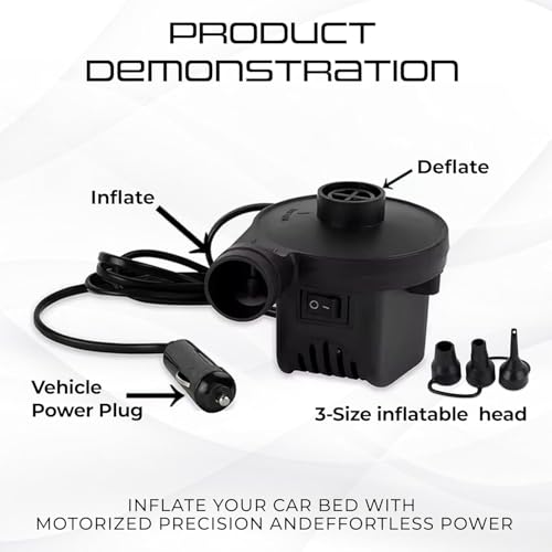 Image of amazon basics Polyvinyl Chloride Car Bed for Back Seat - Black (Pack of 1)|Inflatable Bed with 2 Air Pillow & Air Pump |Portable Car Bed for Kids, Travel, Trips, Camping, Picnic, Pool & Beach