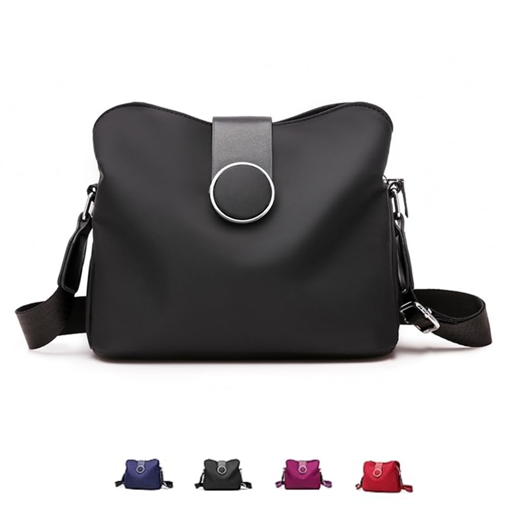 MOANATURA Bolso Bandolera Mujer Pequeño de Tela Oxford – Bolsos Cruzado Ligera Multicapa con Cremallera – Bolso de Hombro Resistente y Compacto para Uso Diario Impermeable (Negro)