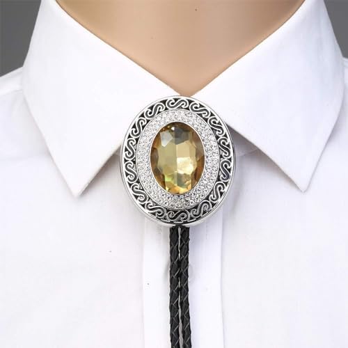 Image of Western Bolo Tie Cowboy Bolo Ties Rhinestone Necklace Bola Tie for Men Women