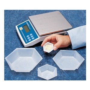 HWB-550 Polystyrene Hexagonal Anti-Static Weighing Dish, X-Large, 350mL Capacity (Case of 500)