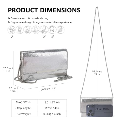 Image of AFKOMST Clutch Purses for Women Small Convertible Wristlet and Evening Bag | Vegan Leather, Fits 6.7-inch Phone /Passport, Versatile for Formal Events /Prom /Wedding /Cocktail /Night Out /Daily Use
