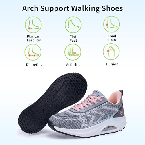 Womens Walking Shoes Arch Support Orthotic Fashion Sneakers Tennis Shoes for Plantar Fasciitis Pain Relief Pain Relief US 5.5-112