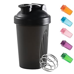 Shaker fles voor proteïne poeder blender plastic workout waterfles 400 ml met mixball non-Leak cap shaker-bekers voor fitness sport gym supplement drankflessen (zwart)