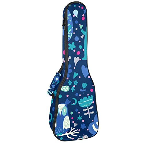 Housse ukulélé concert de 10 mm sac à dos étanche bleu avec grande poche de rangement