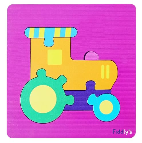 Image of Fiddlys 3D Cute Cartoon Wooden Jigsaw Puzzles for Kids & Children Double Layered Wooden Puzzles with Bright Front & Back Print (Pack of 4 Baby Transport + Animal)