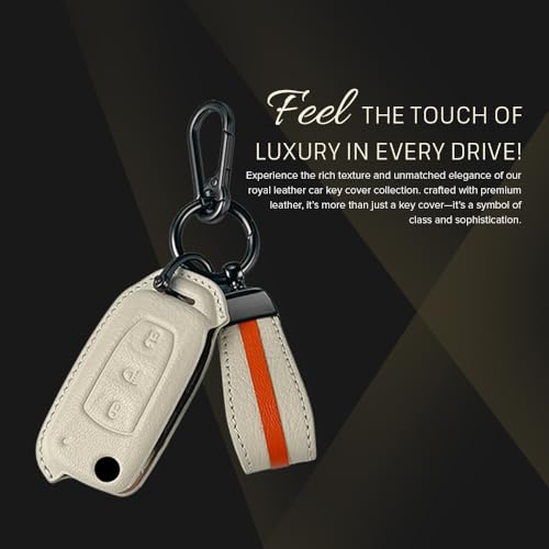Image of keyzone royal leather key cover for Tata Curvv, Nexon, Harrier, Altroz, Punch, Safari, Tigor, Tiago, Zest, Bolt 3 button flip key
