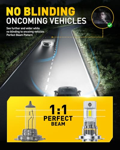 Image of AUXITO H7 Bulb - 1000% Brighter 6500K White Illumination, Factory Halogen Size Match, Simple Plug and Play, 99% Vehicle Compatible, Pack of 2
