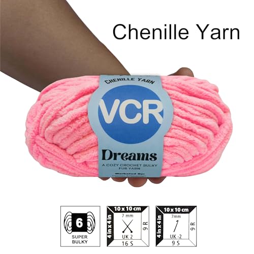Image of VCR Salmon Pink, 100 Grams Hank, 60 Meters Length, Premium Polyester Ball for Crochet and Knitting, Pack of 1 Yarn, Soft and Bulky Fur Suitable for DIY