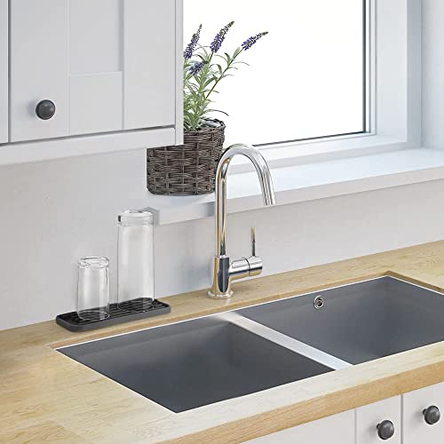 ecooe 2 Stück Silikon Abtropfmatte Platzsparende Kleine Trockenmatte für Gläser Flaschen und mehr Spülmaschinenfest 21,5 x 7,8 x 1 cm Grau – Ansicht 5