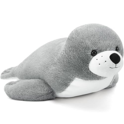 MorisMos 80cm lang liegende Seal Kuscheltier XXL weich riesen Robbe Seal Seehund plüschtier stofftier Geburtstag Geschenk für Kinder Baby
