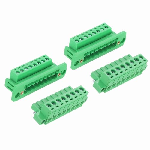 sourcing map 2Set 8-Pin 5.08mm Pitch Pluggable Screw Terminal Block Connectors, PA66 300V 10A Through-Wall PCB Terminal with Panel Solderless Wiring Connectors 26-10AWG for Electronic
