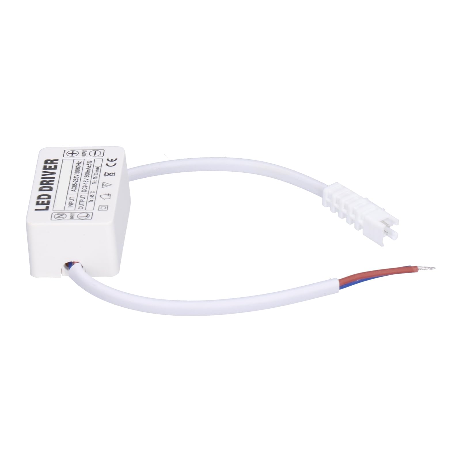 Muiltvoe LED Driver, 300mA 9 18VDC Small Size Easy Installation Noiseless Good Heat Dissipation, with Premium Cable for DIY Connection 3 to 5 1W Series Lamp Beads