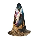 Vibraciones espeluznantes: ideal para las festividades de Halloween, la capa estampada de cerdos en granja para mujeres y hombres complementa una variedad de disfraces, desde vampiros clásicos hasta hechiceros oscuros. Esta lujosa capa con capucha te ayudará a destacar en cualquier fiesta temática o reunión de cosplay.