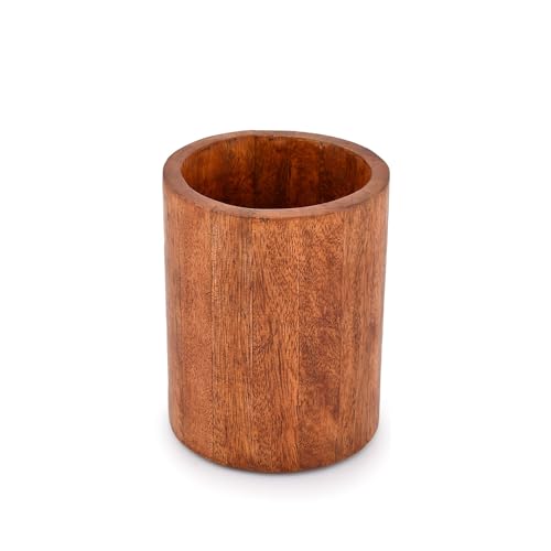EDHAS Natural Mango Wood Cooking Utensil Holder for Countertop Spoons, Cooking Tools, etc. (12.7cm x 12.7cm x 15.24cm) - Image 2