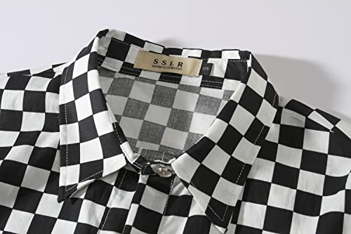 Hawaiian Shirts for Women, Long Sleeve Shirts for Women, Tropical Summer Beach Shirts Button Down Casual (Medium, Black White) by SSLR - Used condition - US$22.92