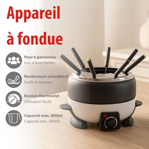 Appareil À Fondue Électrique 6 Personnes Service À Fondue Caquelon Anti adhés - vue 4