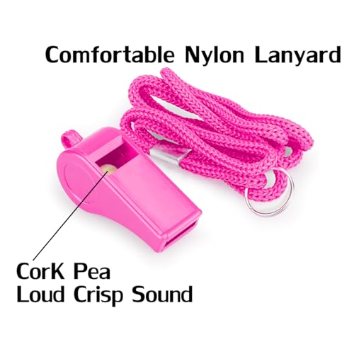 Silbatos Loud Sports con Cordón – Silbatos de Plástico Rosa de Alta Frecuencia para Entrenadores, Seguridad al Aire Libre y Entrenamiento Canino miniatura 4