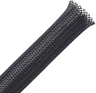25ft - 1/4 inch PET Expandable Braided Sleeving Black Alex Tech Braided Cable Sleeve